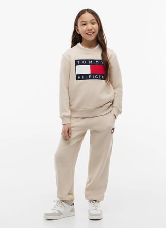 Tommy Hilfiger Pembe Kız Çocuk Regular Fit Sweatpant KS0KS00715-HERITAGE FLAG SWEATPANTS