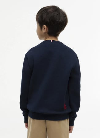Tommy Hilfiger Lacivert Erkek Çocuk Bisiklet Yaka Nakışlı Sweatshirt KB0KB10506-EMBROIDERY GRAPHIC SWEAT