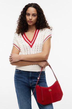TJW SLOUCHY SUEDE SHOULDER BAG Kadın Kırmızı Çanta - AW0AW18859
