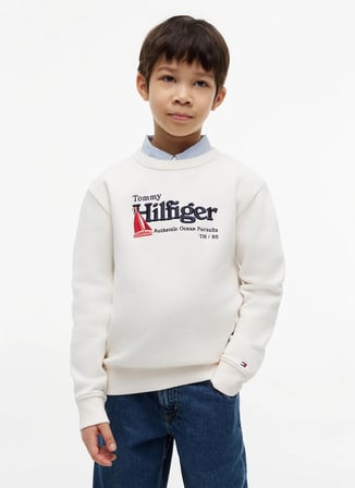 Tommy Hilfiger Lacivert Erkek Çocuk Bisiklet Yaka Nakışlı Sweatshirt KB0KB10506-EMBROIDERY GRAPHIC SWEAT