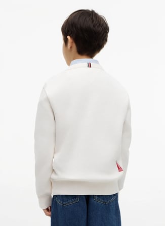 Tommy Hilfiger Lacivert Erkek Çocuk Bisiklet Yaka Nakışlı Sweatshirt KB0KB10506-EMBROIDERY GRAPHIC SWEAT