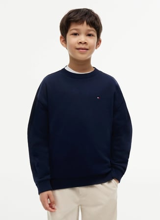 Tommy Hilfiger Lacivert Erkek Çocuk Bisiklet Yaka Baskılı Sweatshirt KB0KB10509-TEAM TOMMY SWEATSHIRT