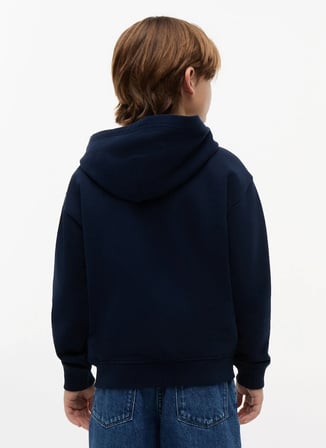 Tommy Hilfiger Lacivert Erkek Çocuk Regular Fit Sweatshirt KB0KB10553-TONAL FLAG ZIP THROUGH