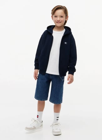 Tommy Hilfiger Lacivert Erkek Çocuk Regular Fit Sweatshirt KB0KB10553-TONAL FLAG ZIP THROUGH