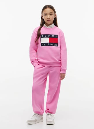 Tommy Hilfiger Pembe Kız Çocuk Regular Fit Sweatpant KS0KS00715-HERITAGE FLAG SWEATPANTS
