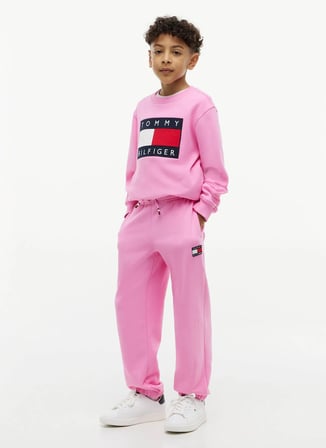 Tommy Hilfiger Pembe Kız Çocuk Regular Fit Sweatpant KS0KS00715-HERITAGE FLAG SWEATPANTS