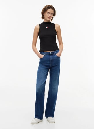 Tommy Jeans Siyah Kadın Nakışlı T-Shirt DW0DW23478BDS