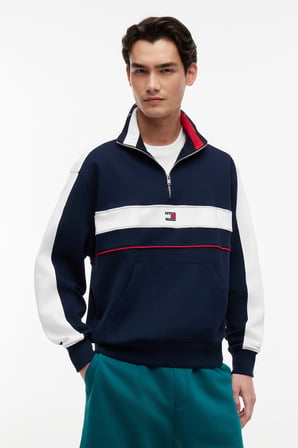 TJM RLX CBLOCK QZ Erkek Mavi Sweatshirt - DM0DM23244