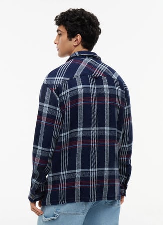 Tommy Jeans Lacivert Erkek Oversized Çizgili Gömlek DM0DM23135C1G TJM CHECK OVERSHIRT