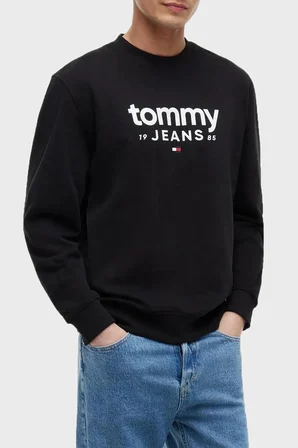Tommy Jeans Pamuklu Regular Fit  Bisiklet Yaka Sweat Erkek SWEAT DM0DM23392 BDS SİYAH