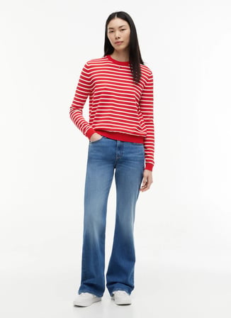 Tommy Jeans Kırmızı Kadın Bisiklet Yaka Çizgili Kazak DW0DW201590EX