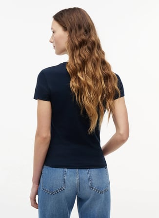 Tommy Jeans Lacivert Kadın Bisilet Yaka Baskılı T-Shirt DW0DW23479C1G