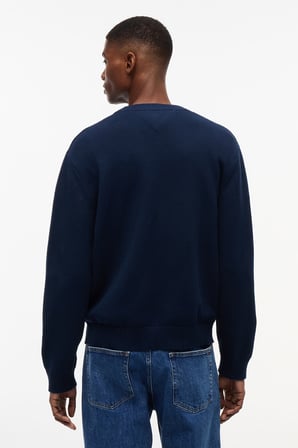 TJM REG FLAG SWEATER CNCK Erkek Mavi Kazak - DM0DM23413
