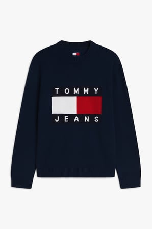 TJM REG FLAG SWEATER CNCK Erkek Mavi Kazak - DM0DM23413