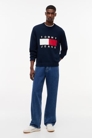 TJM REG FLAG SWEATER CNCK Erkek Mavi Kazak - DM0DM23413