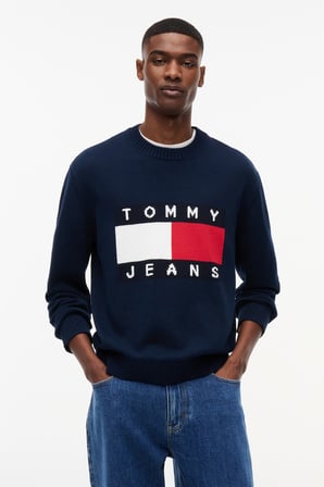 TJM REG FLAG SWEATER CNCK Erkek Mavi Kazak - DM0DM23413