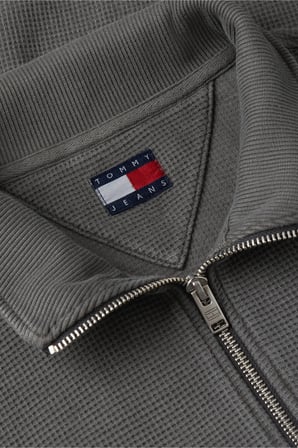 Relaxed Waffle Label Half Zip Erkek Siyah Sweatshirt