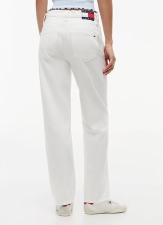 Tommy Jeans Beyaz Kadın Slim Straight Denim Pantolon DW0DW230741D0