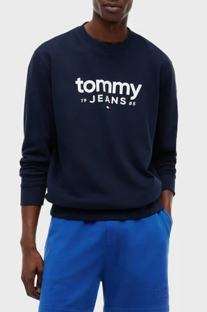 Tommy Jeans Pamuklu Regular Fit  Bisiklet Yaka Sweat Erkek SWEAT DM0DM23392 C1G LACİVERT
