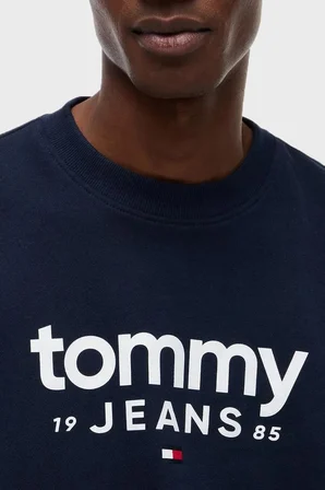 Tommy Jeans Pamuklu Regular Fit  Bisiklet Yaka Sweat Erkek SWEAT DM0DM23392 C1G LACİVERT