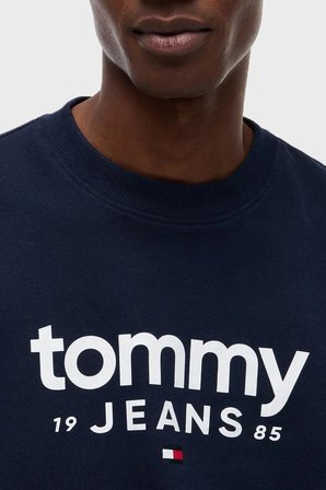 Tommy Jeans Pamuklu Regular Fit  Bisiklet Yaka Sweat Erkek SWEAT DM0DM23392 C1G LACİVERT