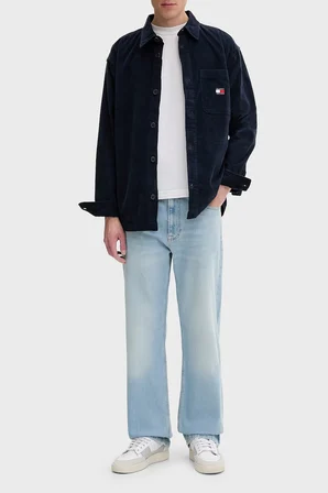 Tommy Jeans Pamuklu Loose Fit Uzun Kollu Kadife Gömlek Erkek GÖMLEK DM0DM21698 C1G LACİVERT
