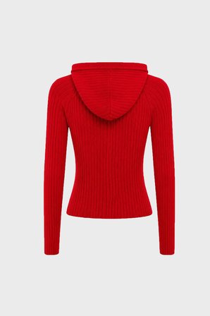 Tommy Jeans Logolu Slim Fit Kapüşonlu Ribana Örgülü Crop Sweat Kadın KAZAK DW0DW20974 XK9 KIRMIZI