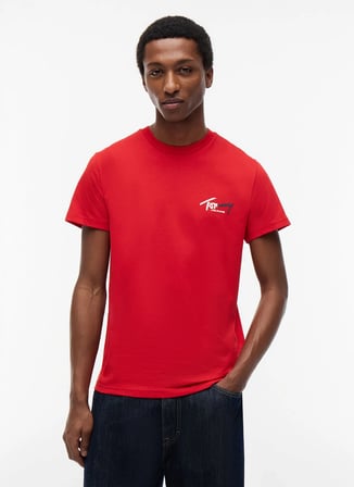 Tommy Jeans Kırmızı Erkek T-Shirt DM0DM22538XML TJM SLIM SIGN CHEST