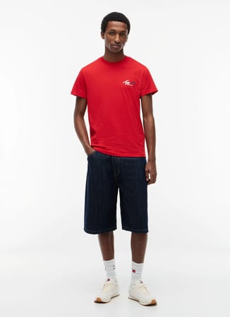 Tommy Jeans Kırmızı Erkek T-Shirt DM0DM22538XML TJM SLIM SIGN CHEST