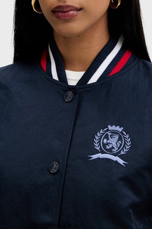 Tommy Jeans Kadın Logolu Regular Fit Kolej Yaka Bomber Ceket/Mont MONT DW0DW22919 C1G LACİVERT