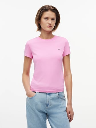 TOMMY HILFIGER Kadın Marka Logolu Günlük Kullanıma Uygun Pembe T-Shirt DW0DW20459 TOU