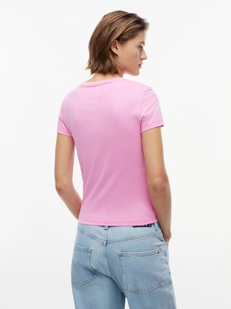 TOMMY HILFIGER Kadın Marka Logolu Günlük Kullanıma Uygun Pembe T-Shirt DW0DW20459 TOU
