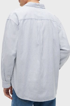 Tommy Jeans Çizgili Pamuklu Oversize Uzun Kollu Gömlek Erkek GÖMLEK DM0DM23138 C63 MAVİ-BEYAZ
