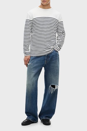 Tommy Jeans %100 Pamuk Regular Fit Bisiklet Yaka Uzun Kollu T Shirt Erkek T SHİRT DM0DM23183 YBH BEYAZ