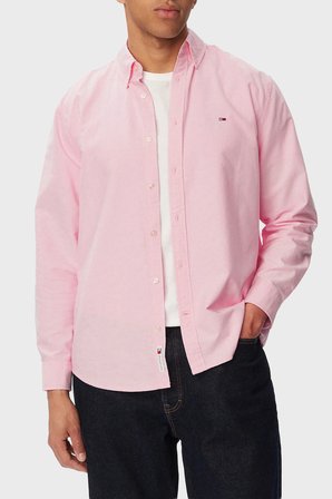 Tommy Hilfiger % 100 Pamuk Regular Fit Uzun Kollu Logolu Gömlek Erkek GÖMLEK DM0DM21298 TOU PEMBE