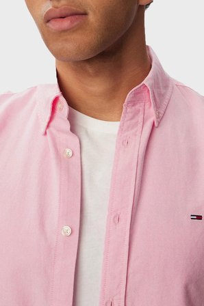 Tommy Hilfiger % 100 Pamuk Regular Fit Uzun Kollu Logolu Gömlek Erkek GÖMLEK DM0DM21298 TOU PEMBE