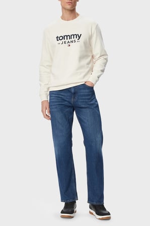 Tommy Jeans Pamuklu Regular Fit  Bisiklet Yaka Sweat Erkek SWEAT DM0DM23392 YBH BEYAZ