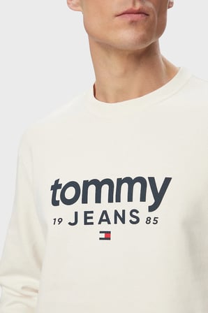 Tommy Jeans Pamuklu Regular Fit  Bisiklet Yaka Sweat Erkek SWEAT DM0DM23392 YBH BEYAZ