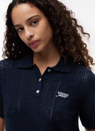 Tommy Jeans Lacivert Kadın Nakışlı Polo T-Shirt DW0DW22932C1G