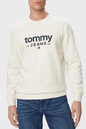Tommy Jeans Pamuklu Regular Fit  Bisiklet Yaka Sweat Erkek SWEAT DM0DM23392 YBH BEYAZ