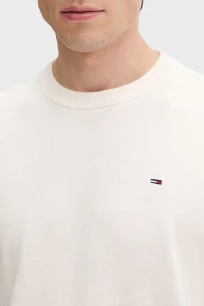 Tommy Jeans Pamuklu Regular Fit Bisiklet Yaka Kazak Erkek KAZAK DM0DM22853 YBH BEYAZ