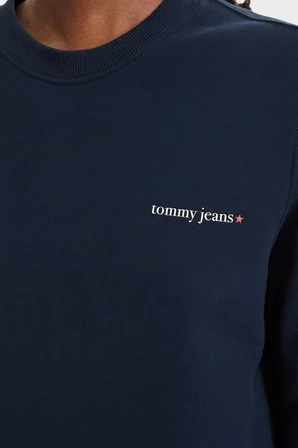 Tommy Hilfiger Logolu Pamuklu Regular Fit Bisiklet Yaka Sweat Kadın SWEAT DW0DW22829 C1G LACİVERT