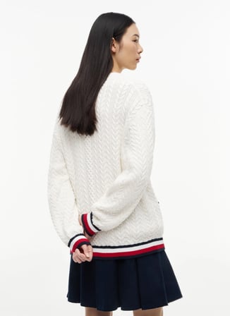 Tommy Jeans Beyaz Kadın Triko Hırka DW0DW22934YBH