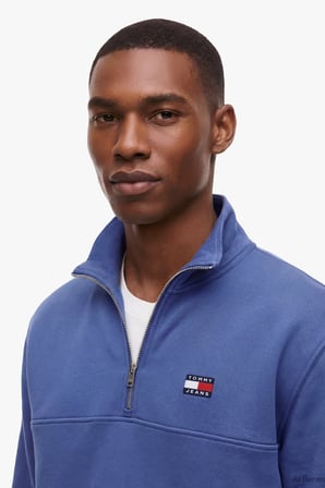 TJM REG BADGE QZ EXT Erkek Mavi Sweatshirt - DM0DM23200
