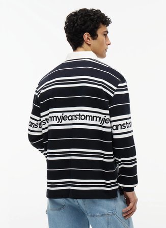 Tommy Jeans Lacivert Erkek Relaxed Çizgili Polo T-Shirt DM0DM23164C1G TJM RLX BRANDED STRI