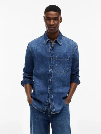 REGULAR DENIM SHIRT EXT CJ8039 Erkek Mavi Gömlek - DM0DM23390