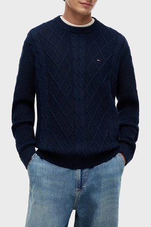 Tommy Jeans Pamuklu Regular Fit Kazak Erkek KAZAK DM0DM23405 C1G LACİVERT