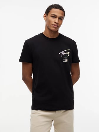 TOMMY HILFIGER Erkek Marka Logolu Günlük Kullanıma Uygun Siyah T-Shirt DM0DM23253 BDS