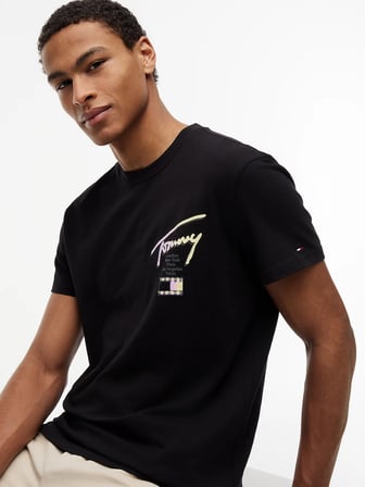 TOMMY HILFIGER Erkek Marka Logolu Günlük Kullanıma Uygun Siyah T-Shirt DM0DM23253 BDS