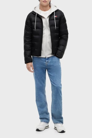 Tommy Jeans Kapitoneli Relaxed Fit Dik Yaka Mont Erkek MONT DM0DM23231 BDS SİYAH